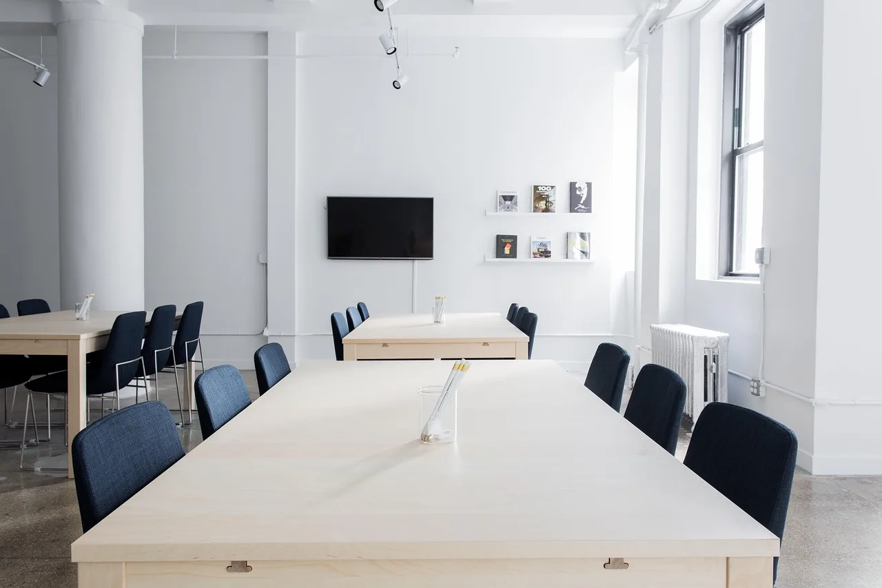 chairs, contemporary, empty, indoors, interior design, room, tables, window, chairs, interior design, interior design, interior design, interior design, interior design, room, room, room, room, window. Coworking space locations: weighing safety, demand and fit
