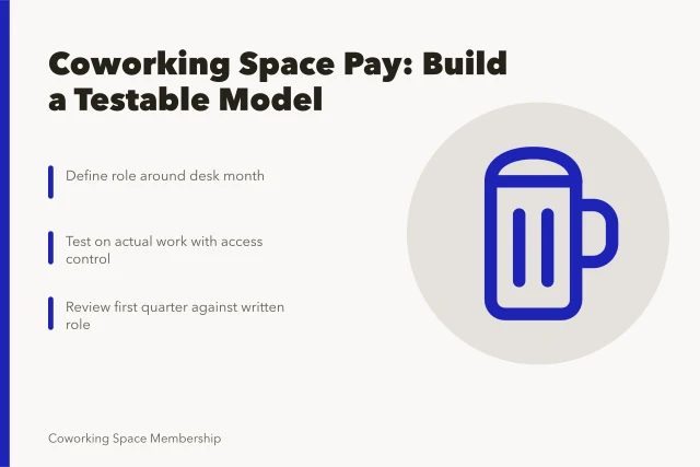 Coworking space pay model with role definition and testing. Coworking space wages and the real cost of labour